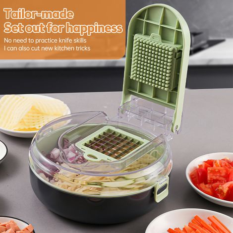 [Picadora multifuncional] Modelo 13 en 1 con recipiente, ABS+PP y acero inoxidable, 29,5 x 24 x 9,5 cm, verde (1/5)