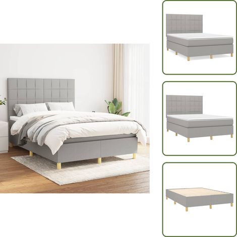 Boxspringbett mit Matratze Hellgrau 140x200 cm Stoff - Boxspringbett - Doppelbett - Bettenrahmen - Schlafsystem - Lattenrost