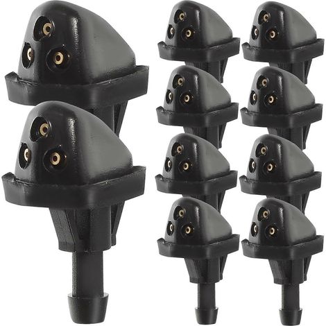 10 Stück Auto-Scheibenwaschdüsen, 3-Loch-Auto-Scheibenwasch-Sprühgerät-Zubehör-3.5X2X1.4CM-Black (1/3)