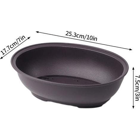 Pot à bonsaï ovale (B) - Pot de fleurs imitation argile violette - Pot en plastique pour plantes succulentes - Jardinière de jardin (1/4)