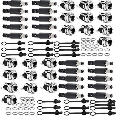 100 Stromanschlüsse, Stecker (männlich), Buchse (weiblich), Gummikappe, Audio-/Video-Überwachungskamera (1/3)