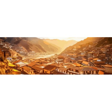 Tableau sur toile village creux 45x135 cm - Impression sur Toile Murale Décorative - Image imprimée en HD sur Toile - Toile sur Châssis en Bois FSC - Fabriqué en France (1/4)