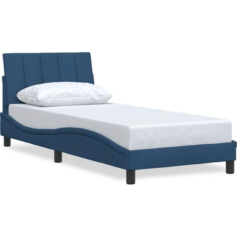Lit simple,Lit adulte,Cadre de lit sans matelas Hanko bleu 90x190 cm tissu CFW8623414 (1/5)