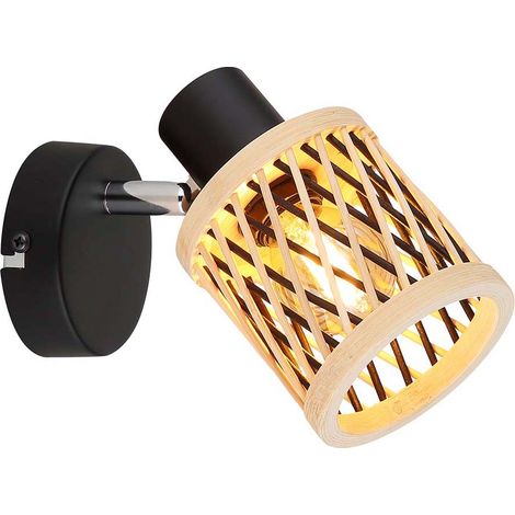 Wandleuchte Wohnzimmerlampe Flurleuchte schwarz matt Bambus H 13,5 cm