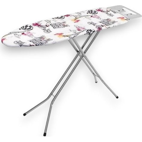 Asse da stiro in acciaio con ripiano a rete 105x30xH89 cm con fermo sicurezza (1/5)