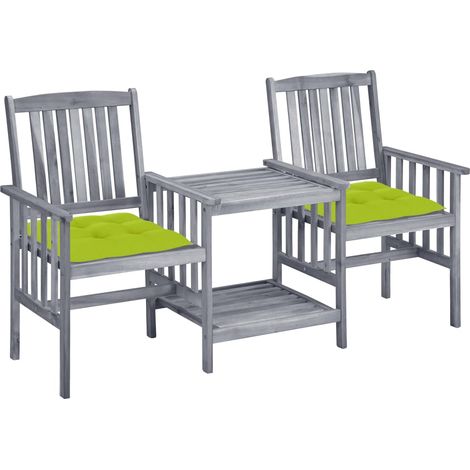Chaises de jardin avec table à thé et coussins - Chaise d'extérieur pour terrasse/jardin Acacia solide BV763656 - BonneVie (1/5)