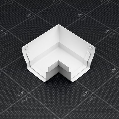 Angle int. 90° face plane / Angle ext. 90° face galbée pour gouttière double profil - Blanc