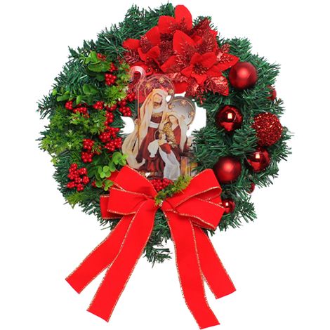 Rote Jesus-Weihnachtsdekoration, 40 cm, Deko-Accessoire, Jesus-Weihnachtskranz zum Aufhängen an der Tür (1/2)