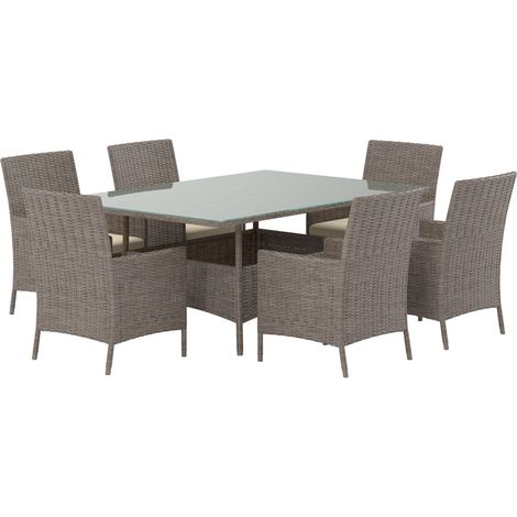 Ensemble Table de Jardin & 6 Fauteuils "Lefkas" 150cm Marron (1/4)
