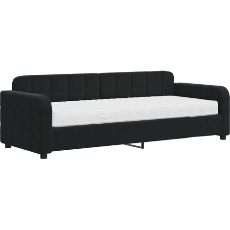vidaXL Divano Letto con Materasso Nero 80x200 cm in Velluto (1/5)