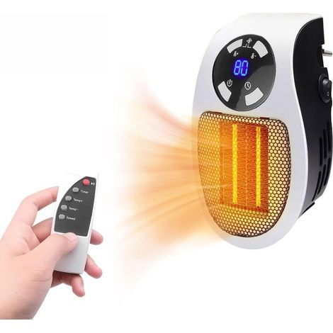 Chauffage d'appoint portable 500 W avec protection contre la surchauffe et prise murale, adapté à une utilisation au bureau et dans la chambre. (1/5)