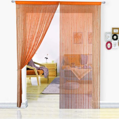 Rideau de Perles décoration d’intérieur, Polyester, Orange, 90x200cm (1/5)
