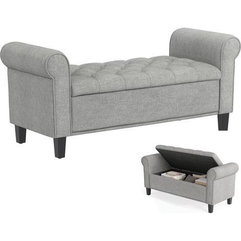 Banc de Chevet Velours Gris Clair (1/5)