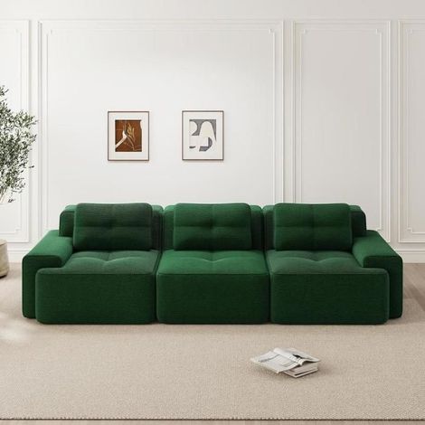 Canapé - KOMHTOM - Modulaire sans armature - Velours côtelé - 3 places angle réversible - 293x104x69 cm (1/5)
