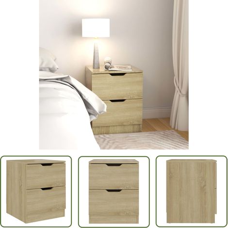 The Living Store Nachttisch Sonoma-Eiche 40x40x50 cm Spanplatte - Nachttisch - Wohnzimmer Dekoration - Möbel - Esszimmer Tisch - Spanplattenmöbel (1/5)