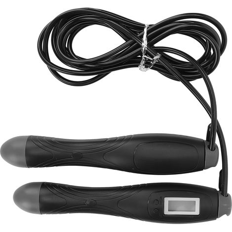 Corde à sauter connectée avec compteur, fil en acier réglable, entraînement fitness cardio, noir, pour exercice à domicile et sport intensif (1/5)