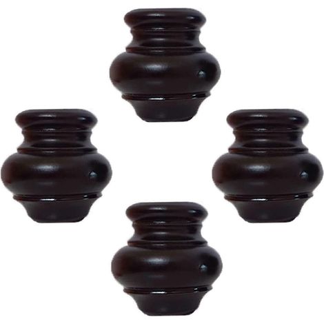 Pieds de table en bois, lot de 4 pieds de rechange ronds en bois massif, avec plaque de fixation et vis (noir, 12 cm / 4,7 pouces) 10 cm / 3,9 pouces noir (1/5)