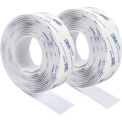 3M Scratch Autocollant Double Face,Ruban Adhésif Double Face Puissant Blanc Nylon Sans Trace Bande Agrippantes Adhésives 3m×2cm Pour Tapis De Sol Coussins Et Vêtements-Crezuo