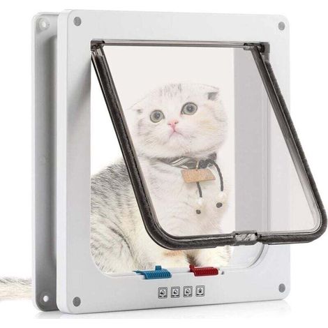 Chatière pour Chat avec Magnétique à 4 Voies-Porte pour Animaux de Compagnie avec Tunnel 20 x 19 cm