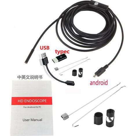 Endoscope USB - Tete De Camera 5 5 Mm - Câble Étanche IP67 5 M - 6 LED Réglables - Compatible Android OTG Windows Mac (1/4)