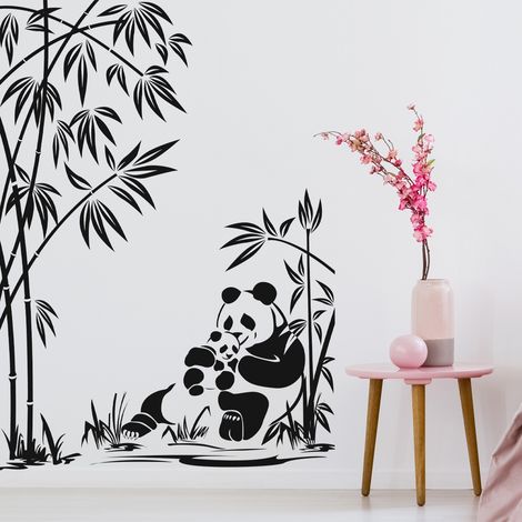 Sticker Mural - Bambous Pandas - 57x80 cm - Noir (1/3)