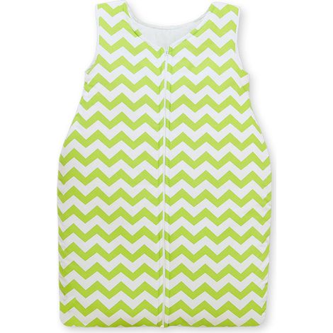 Gigoteuse en coton pour enfant M 6-12 mois, indice TOG 2,5, isolation toutes saisons, motif chevron vert (1/4)
