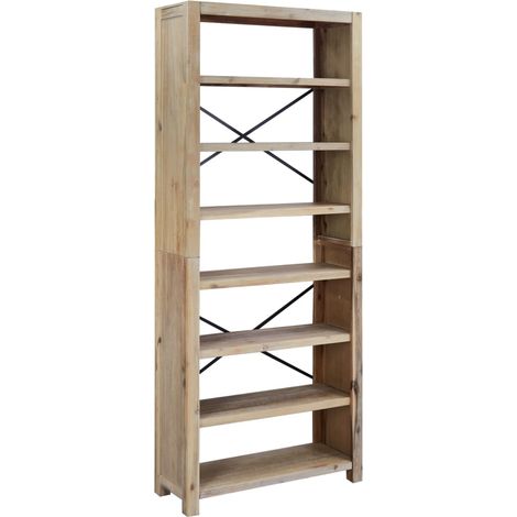 Bibliothèque - étagère de rangement 7 niveaux 80x30x200 cm Bois solide d'acacia fr14503 (1/5)