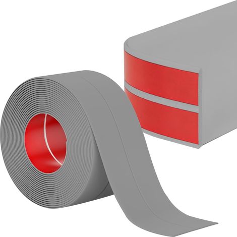 Plinthes souples autocollantes, grises, 6 m, autocollantes, flexibles, 30 mm + 30 mm, en PVC, pour sol et mur, faciles à installer (1/5)