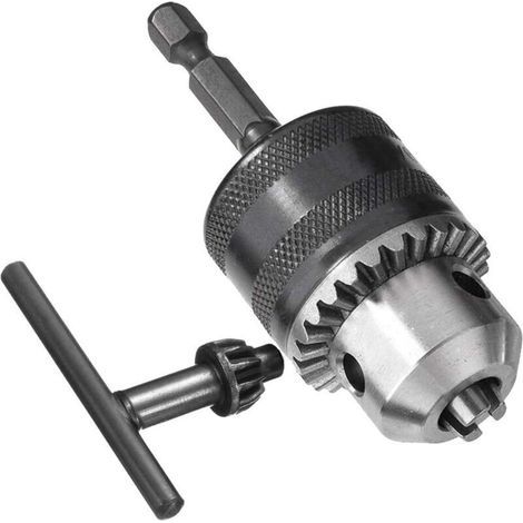 Adattatore per mandrino a cambio rapido esagonale da 1,5-13 mm (6,35 mm), convertitore per mandrino da 1/2-20UNF con chiave per trapano elettrico. (1/4)