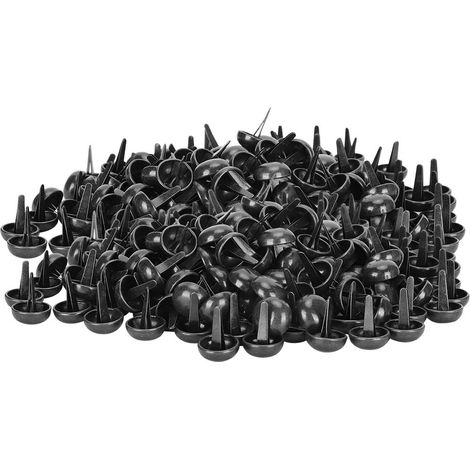 200 pointes à deux dents pour la fabrication d'articles en cuir (sacs, sacs à main, etc.), accessoires de quincaillerie, 15 mm, forme champignon, noir. (1/5)