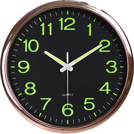 Horloge plaquée or rose noir lumineux