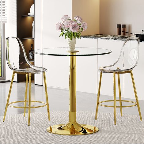 Mesa de cristal con 2 taburetes OKMYHOME (1/5)