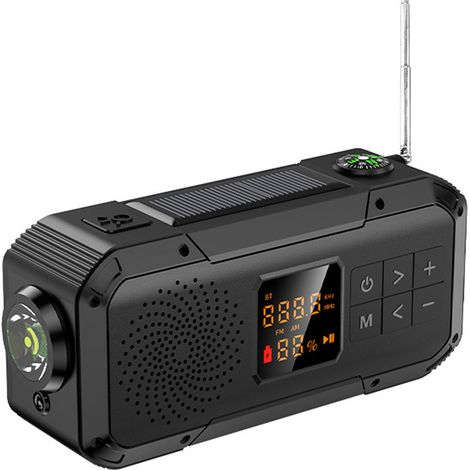1 Radio météo d'urgence, batterie externe 2000mAh, chargement solaire et manivelle, lampe LED et torche, accès NOAA AM FM (1/5)