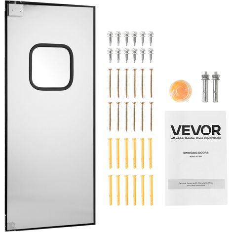 Porte Battante en Acier Inoxydable à Panneau Simple pour Ouverture de Porte 91x213 cm, avec Trous Pré-percés, Ensemble d'Accessoires, Facile à Installer, Fonctionnement Fluide et Silencieux (1/5)