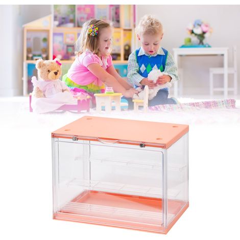 Magnetische Puppenvitrine, stabil, transparent, zur Präsentation von Sammlerfiguren, orange (1/5)