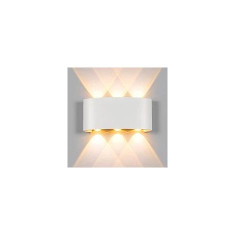 JSSEVN- Applique LED extérieur 6W Applique LED blanc chaud IP65 éclairage mural moderne effet lumineux haut et bas en aluminium (blanc 6W blanc chaud) (1/5)