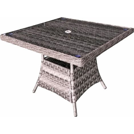 Signature Weave Victoria Wicker 4 Seater Square Dining Table Grey 100cm (1/5)