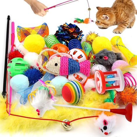 Cat Toys Interactive Games with Feathers Balls Mouse for Cats (1/5)