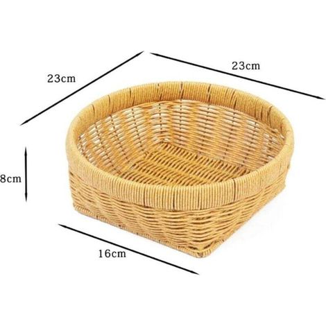 Braided Plastic Kitchen Basket for Fruits and Vegetables Home Restaurant 23x23x8 cm (1/4)