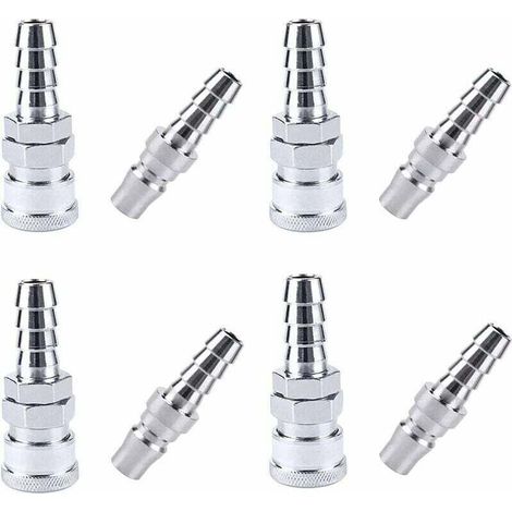 8 Pcs Tuyau De Conduite D'air Compresseur Raccord, SH20 + PH20 Flexible D'air Raccords Rapides, Raccords de Compresseur de Tuyau de Conduite D'Air, pour tuyau de 9 mm-- (1/4)
