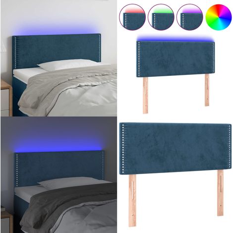 Cabecero con LED de terciopelo azul 100x5x78/88 cm - Terciopelo azul - Cabecero ajustable