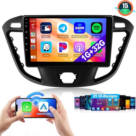 Autoradio Android 15 avec CarPlay pour Ford Transit Custom 2013-2021, navigation GPS et Bluetooth - 1+32G (1/5)