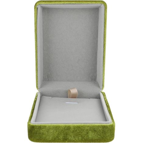 Portagioie in velluto verde, compatto e robusto, ideale per collane. (1/5)