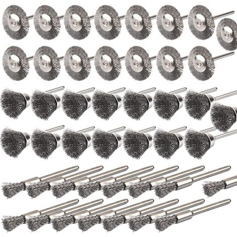 45pcs 3mm Round Wire Brush Set Alloy Steel Crimped for Cleaning Rust Paint Stripping Abrasion Drill Attachment (1/5)