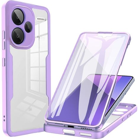 Coque pour Xiaomi Redmi Note 13 Pro+ Plus 5G avec Protection D'écran, Étui Avant et Arrière 360 Degres Antichoc Housse, Antirayures Robuste Bumper Transparente Case, Violet (1/5)