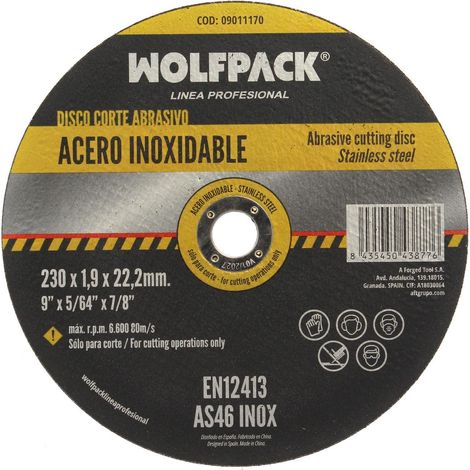 Disco Corte Abrasivo Acero Inoxidable Ø 230x Ø 22,2 mm Espesor 1,9 mm Disco Radial / Amoladora Universal Con Todas Las Amoladora (1/4)