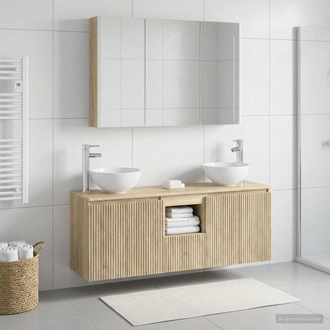 vidaXL Juego de Muebles de Baño 4 uds. Roble Sonoma (1/5)