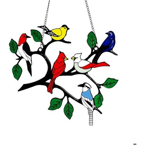 Multicolore oiseau pendentif fenêtre pendentif oiseau porte fenêtre pendentif jardin maison printemps ornements sur fil