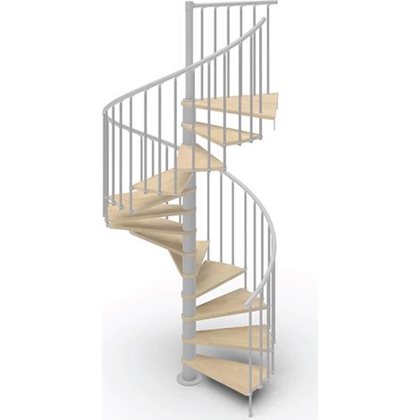 Spindeltreppe mit 11 stufenanzahl - Zu erreichend Höhe 2.26 à 2.64m - Durchmesser 160cm - Holz und weiß - PHOLA160/SGMNAT-11