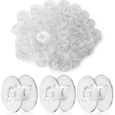 50Pcs Canette machine a coudre Bobines, pour Machine à Coudre Singer Bobines en Plastique, Transparent et Universel (1/4)
